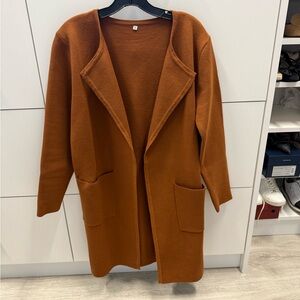 Golden Carmel brown Open Front Coat